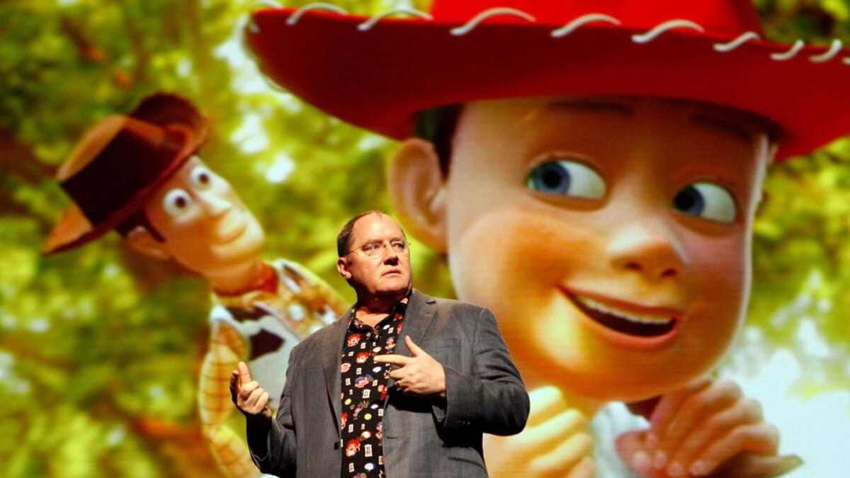 John Lasseter speaks in 2013 at the El Capitain Theater in Hollywood.