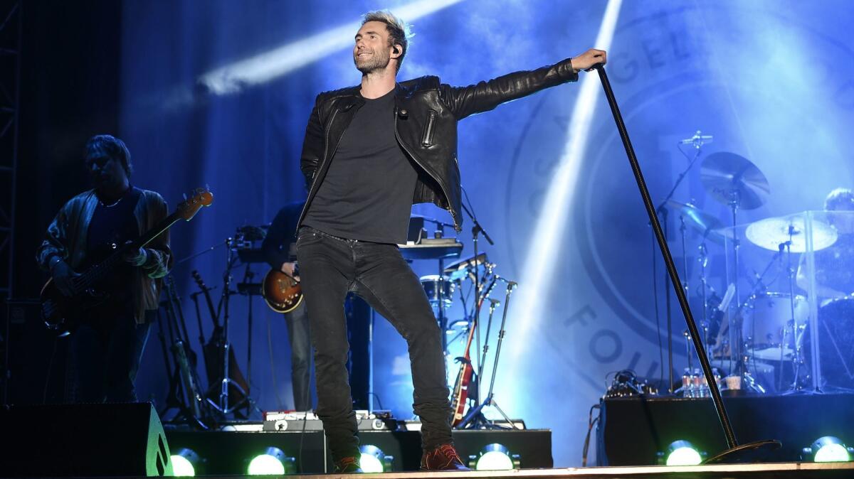 Maroon 5 performs at the Los Angeles Dodgers Foundation Blue Diamond Gala 2017 at Dodgers Stadium on Thursday in Los Angeles.