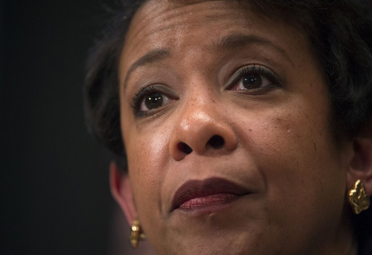 Atty. Gen. Loretta Lynch, in an undated image, announced that the Justice Department had filed suit against Ferguson, Mo., over a proposal to revamp its policing practices.