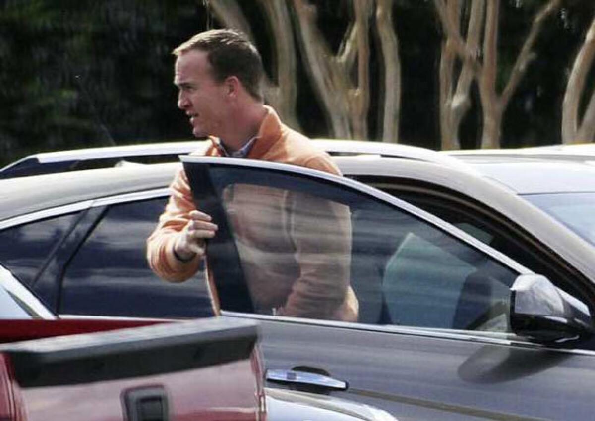 Peyton Manning visits Baptist Sports Park in Nashville on Wednesday to speak to executives of the Tennessee Titans.