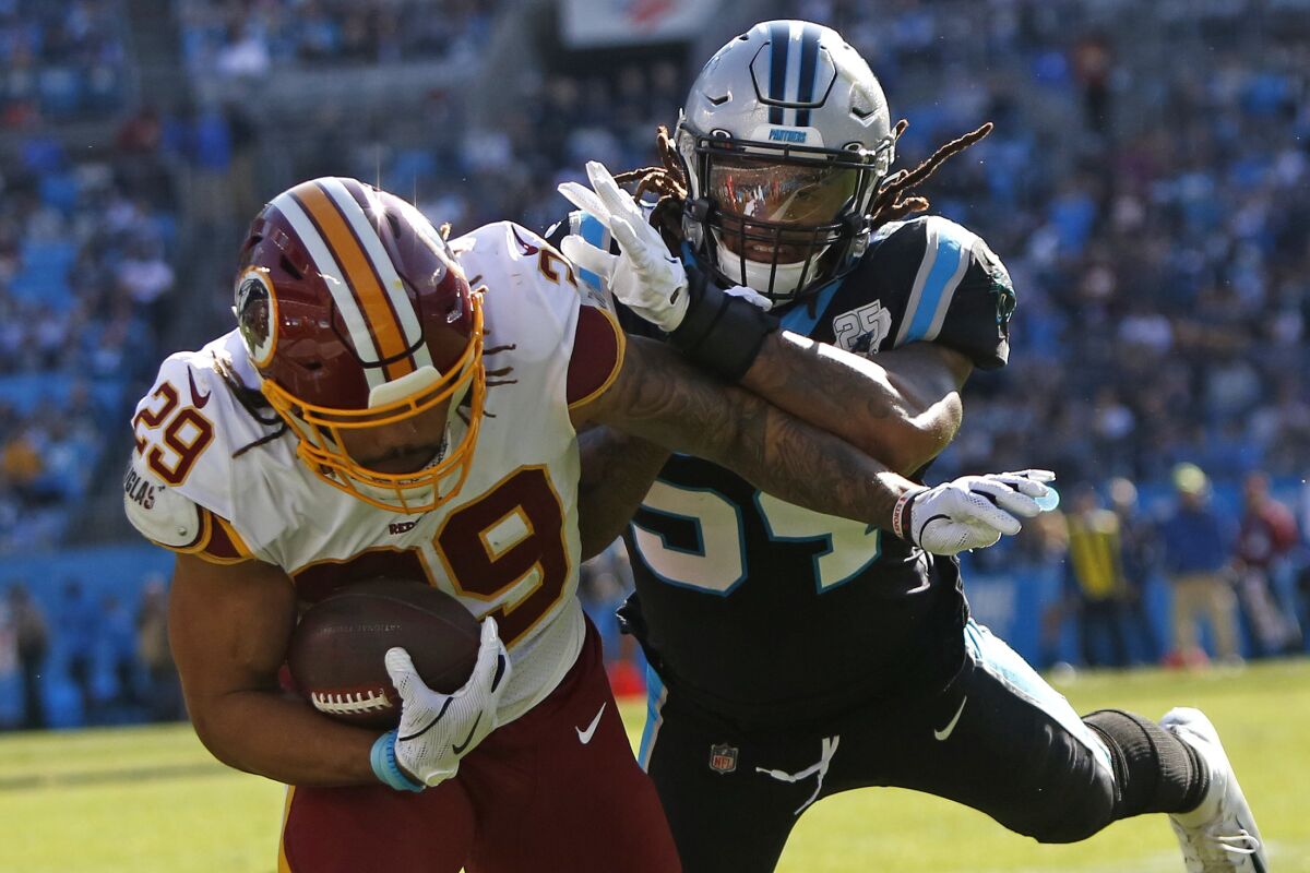 Guice Peterson Run Over Panthers Redskins Win 29 21 The San Diego Union Tribune