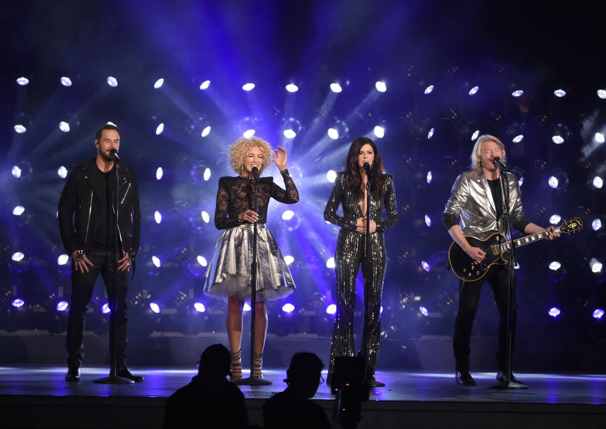 Little Big Town performs Wednesday at the Country Music Assn. Awards in Nashville, Tenn. The group's "Girl Crush" was named single of the year.