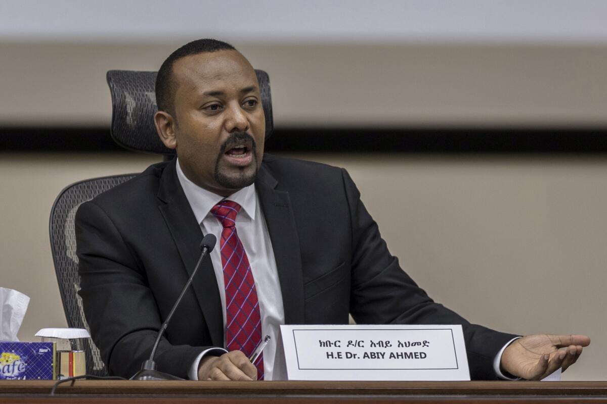 Ethiopia's Prime Minister Abiy Ahmed answers questions from parliament