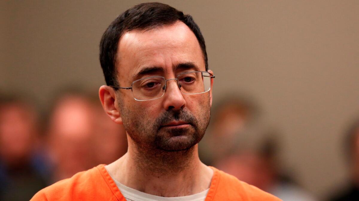 Former USA Gymnastics team doctor Larry Nassar at Ingham County Circuit Court in Lansing, Mich., on Nov. 22.