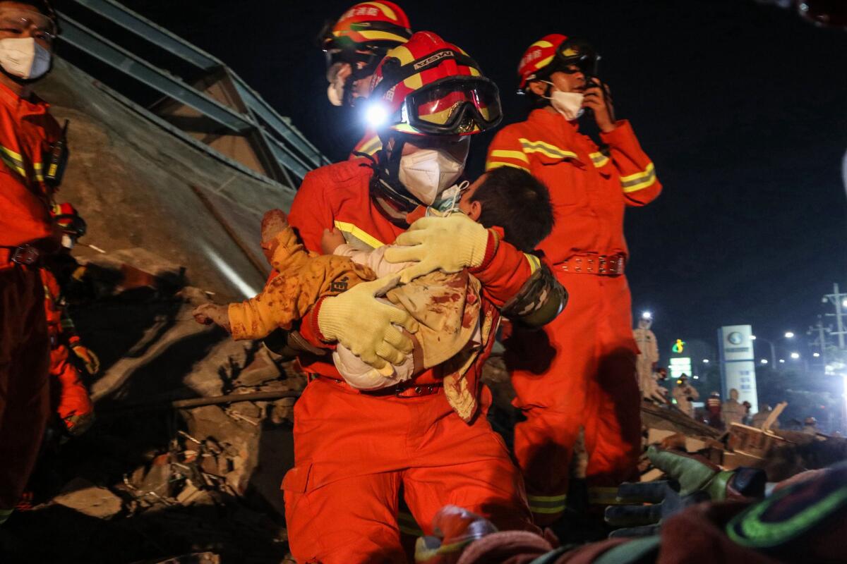 Collapsed hotel in Quanzhou, China