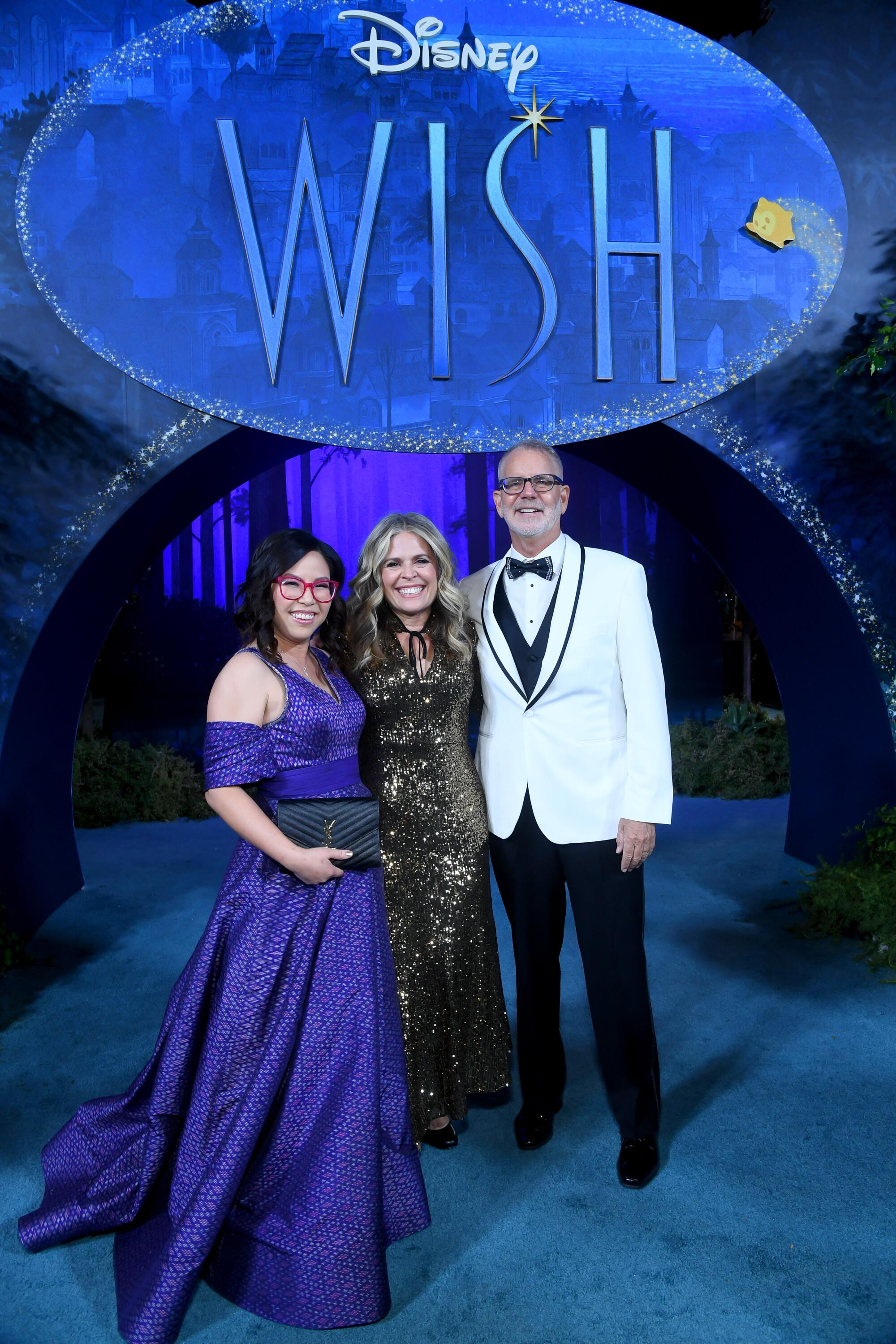 Fawn Veerasunthorn, Jennifer Lee and Chris Buck at the "Wish" premiere