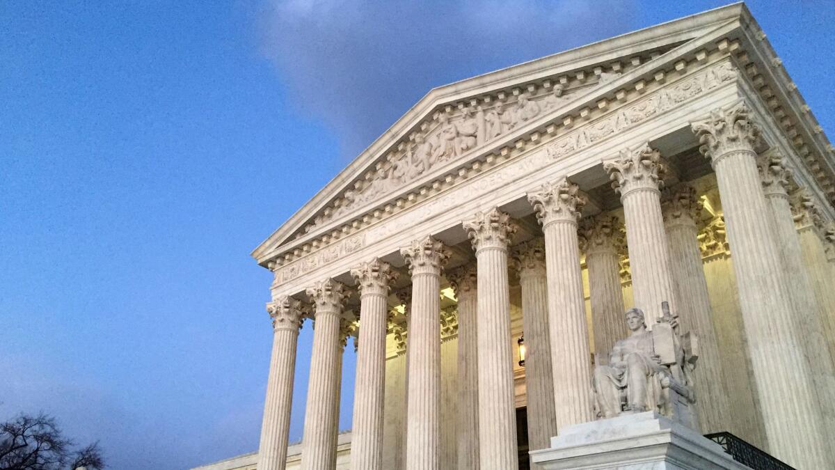 The Supreme Court at sunset in Washington on Feb. 13, 2016.