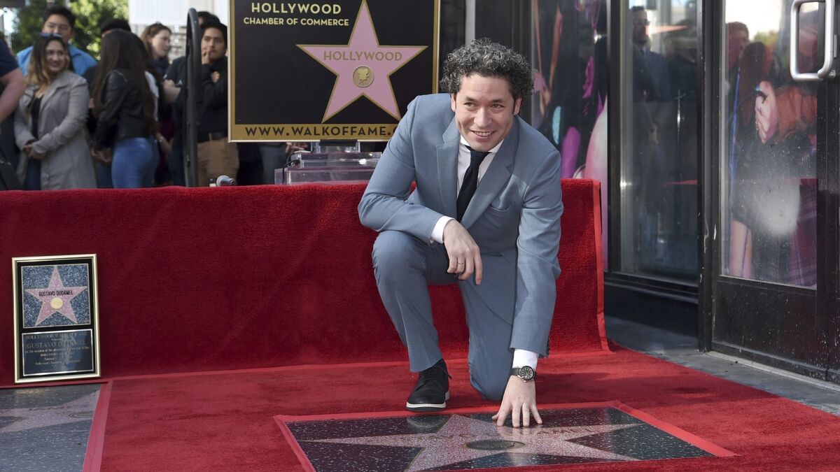 Gustavo Dudamel, director of the Los Angeles Philharmonic, at the presentation of his star at the Hollywood Walk of Fame.