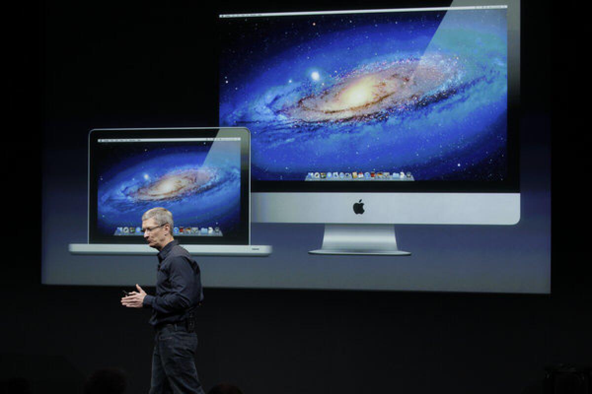 Apple Chief Executive Tim Cook at a company presentation.
