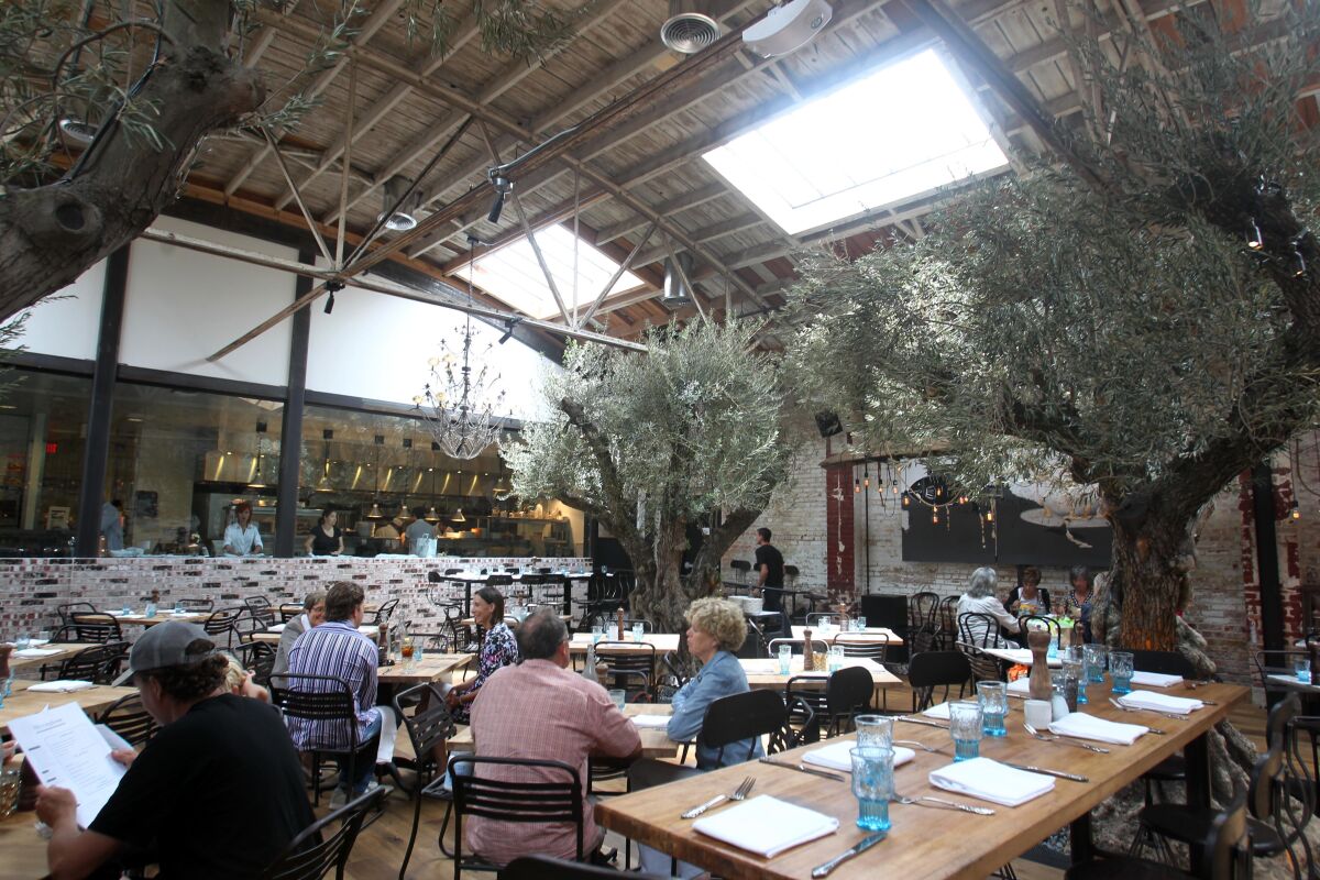 Interior of the Herringbone restaurant in La Jolla.
