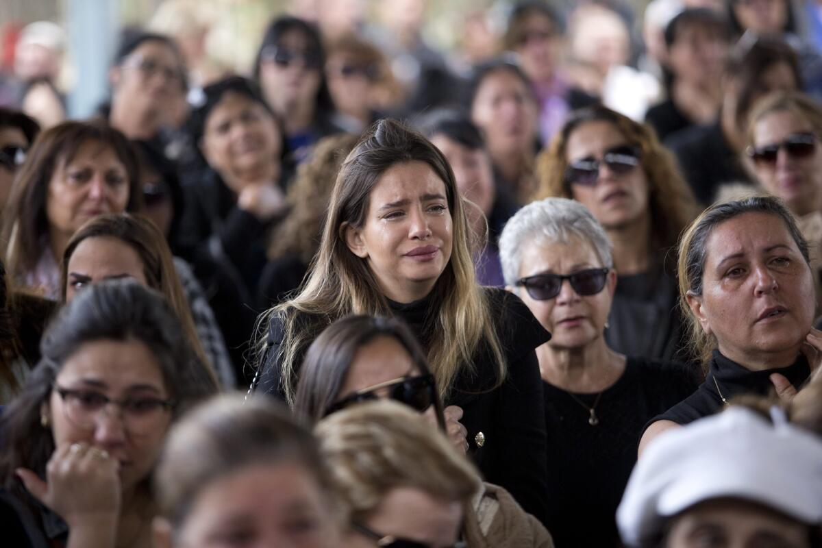 Friends and relatives of Simcha Damari mourn during her funeral in the southern city of Dimona, Israel, 21 March 2016. Damari was one of three Israelis killed in the recent suicide bomb attack in Istanbul.