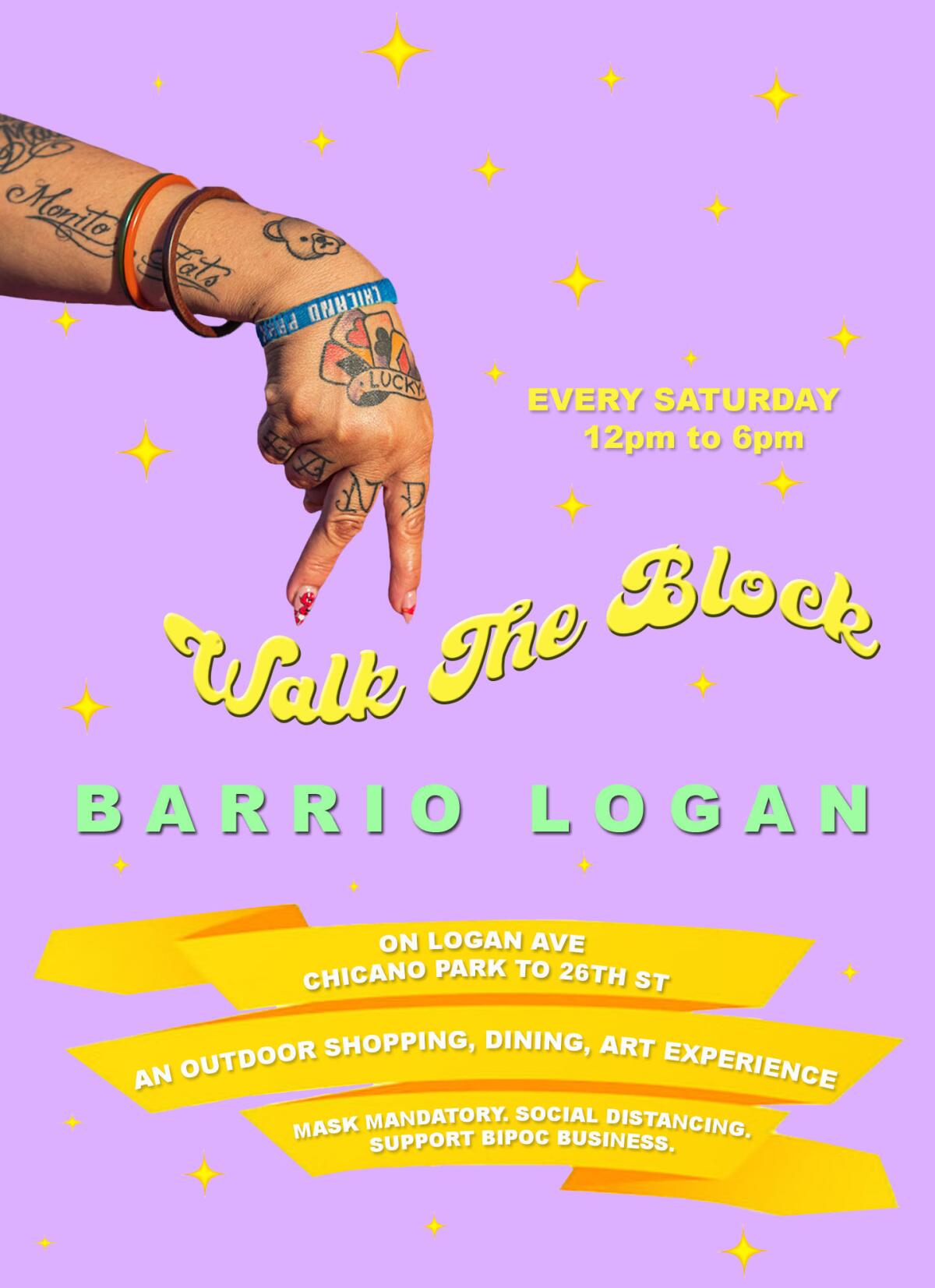 A promotional flyer for Walk The Block designed by Alex Perez Demma