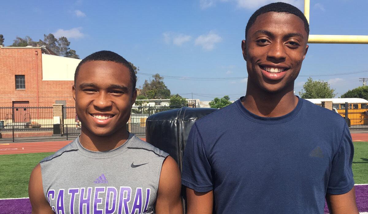 Look for receivers Arex Flemings, left, and Jamire Calvin to help Cathedral in its matchup against Loyola.