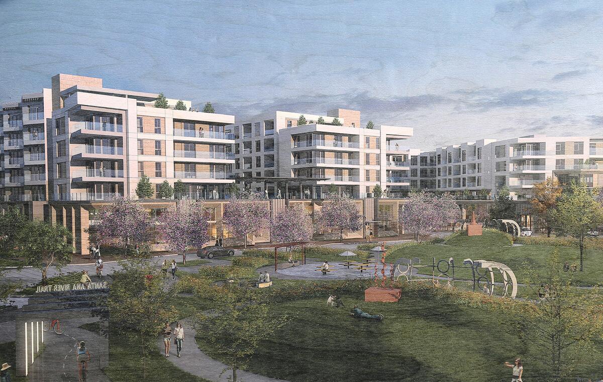 A photo of a rendering of One Metro West, a 1,057-unit residential development by Rose Equities.