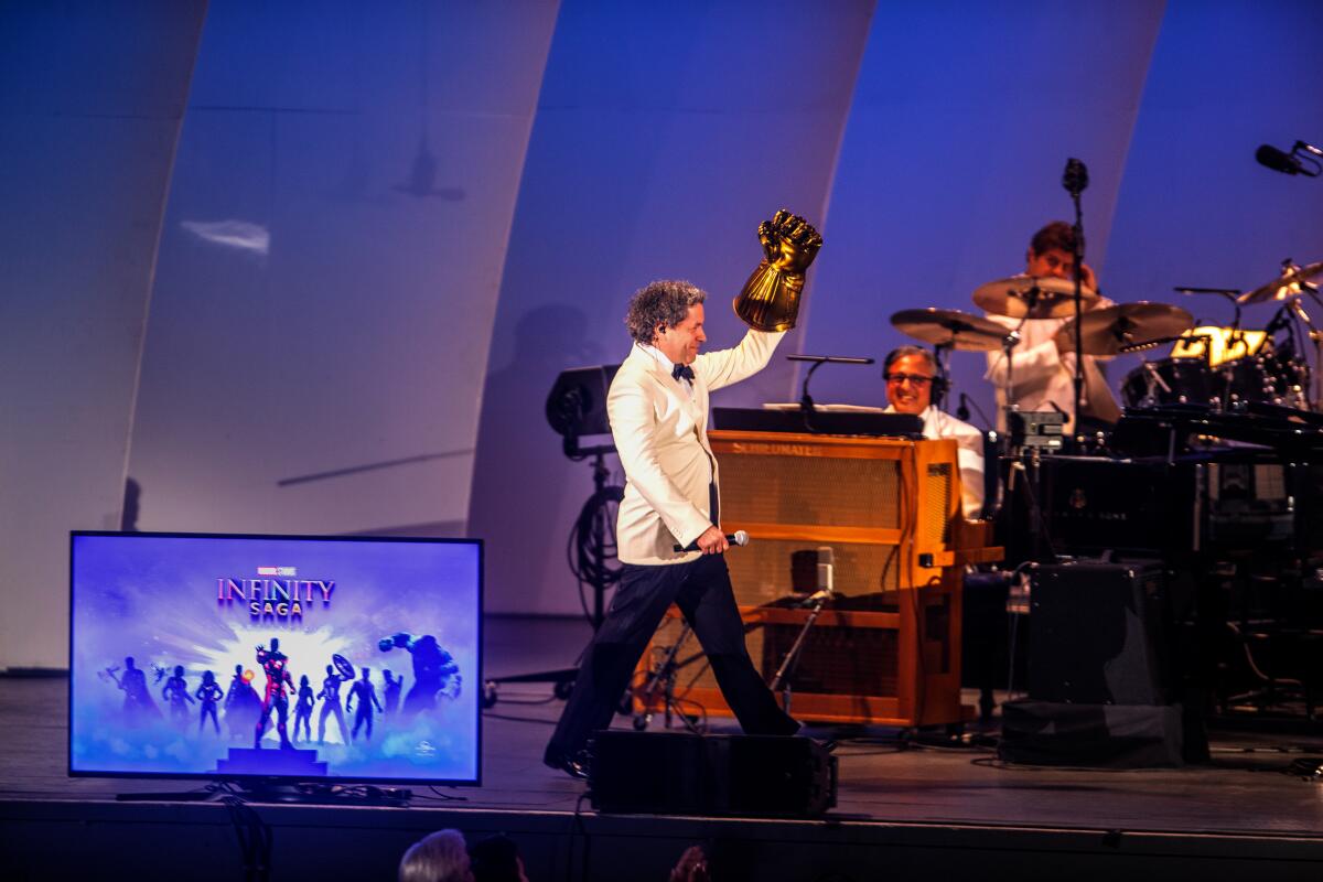 Gustavo Dudamel walks onstage at the Hollywood Bowl.