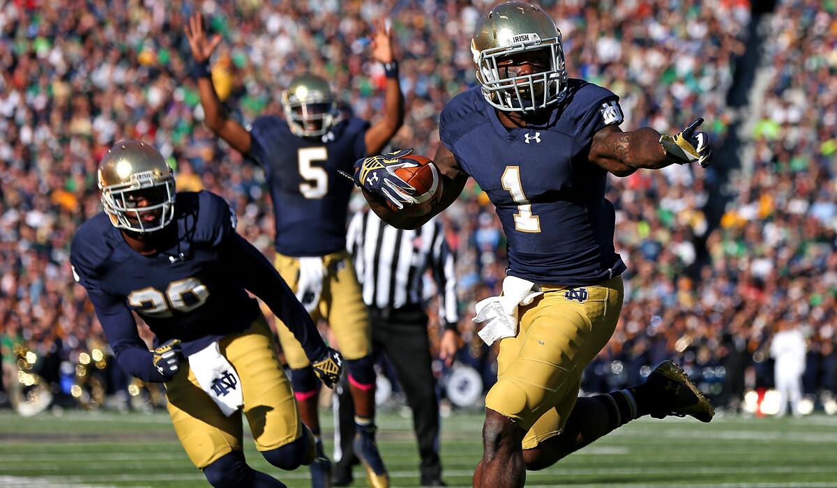 Greg Bryant (1) and Notre Dame will take aim for the top of the college football rankings when they play No. 2 Florida State this week.