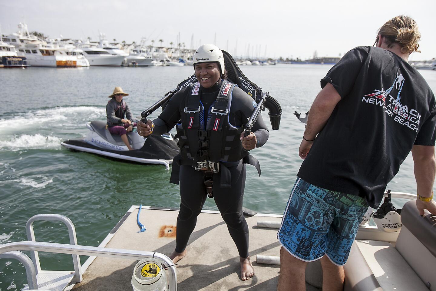Grace Henley of Houston is suited up and ready to go this month with Jetpack America in Newport Beach.