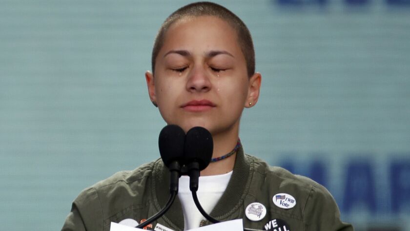 Emma Gonzalez speaks to the crowd during the "March for Our Lives" rally in support of gun control in Washington.