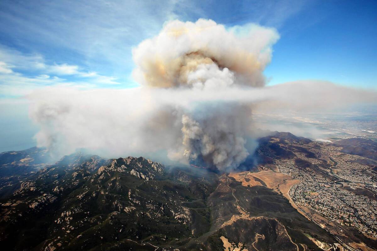 The Springs fire burns in the Santa Monica Mountains near Newbury Park on Friday.