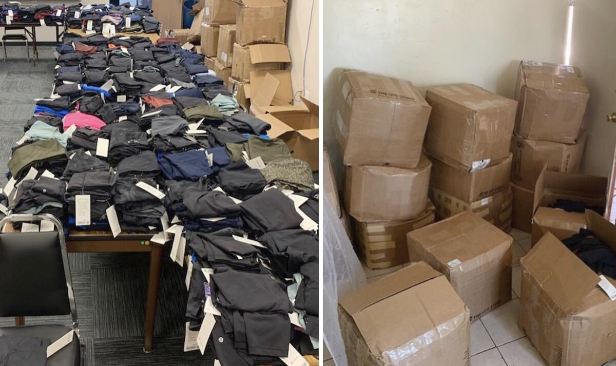 CHP seizes a shipment of stolen Lululemon products. 