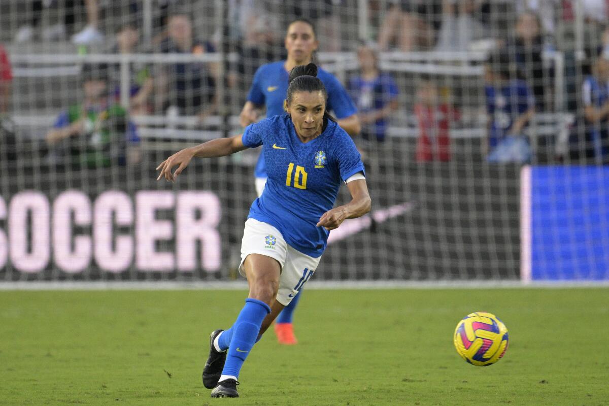 La delantera brasileña Marta durante el el partido contra Japón por la Copa SheBelieves,