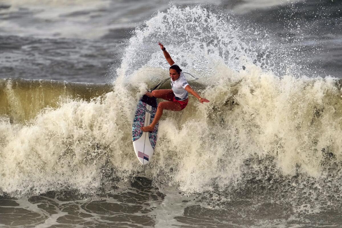 U.S. surfer Carissa Moore rides a wave