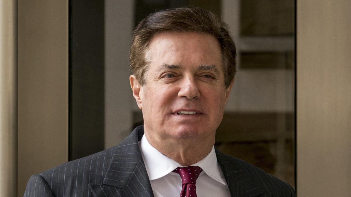 Paul Manafort, President Trump’s former campaign chairman, leaves the federal courthouse in Washington on April 4, 2018.