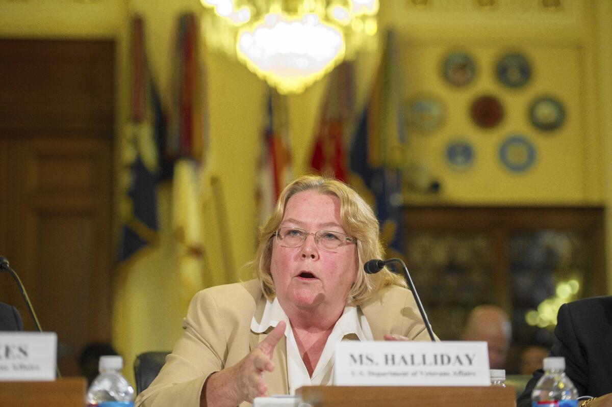 Linda Halliday of the VA's inspector general's office testifies before Congress in May.