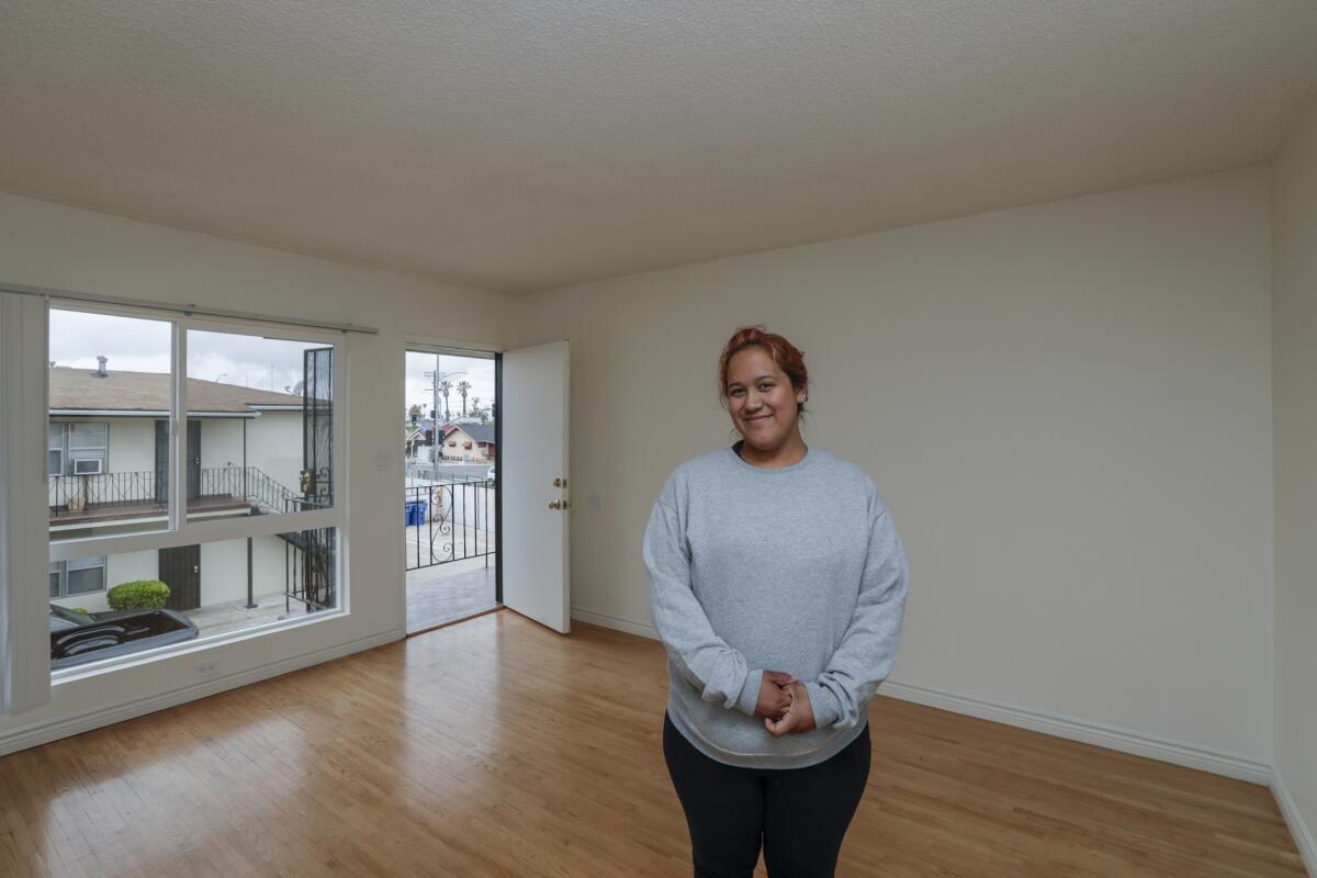 Elana Frey awaits transformation of her empty apartment.