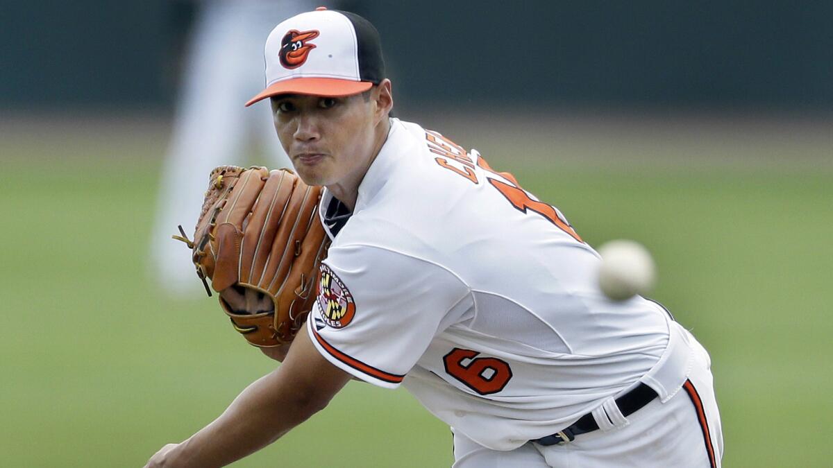 Baltimore Orioles starter Wei-Yin Chen delivers a pitch during an exhibition game against the New York Yankees on March 10.