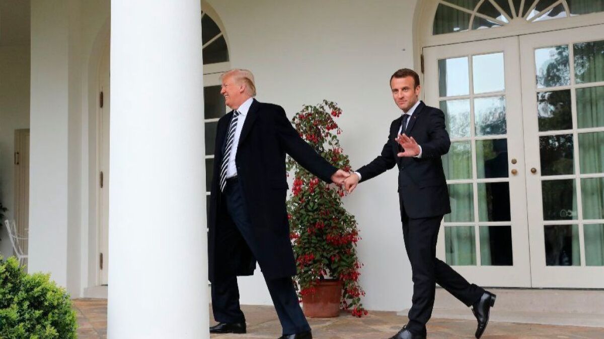 President Trump and French President Emmanuel Macron at the White House on Tuesday.