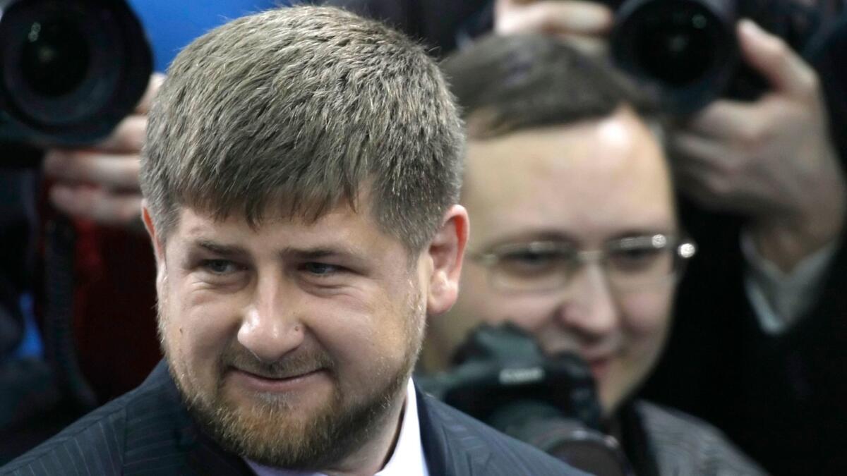 Chechen President Ramzan Kadyrov attends the 10th United Russia Party Congress in Moscow in 2008.