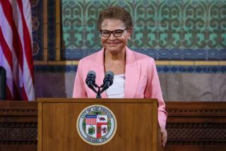 Los Angeles, CA, Monday, April 15, 2024 - LA Mayor Karen Bass delivers her second State of the City Address at City Hall. (Robert Gauthier/Los Angeles Times)