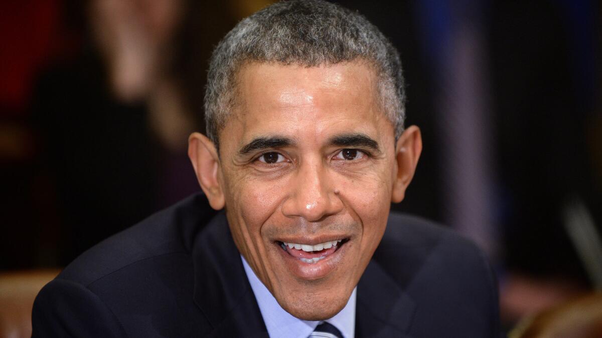 President Obama speaks in the Roosevelt Room of the White House on Monday.