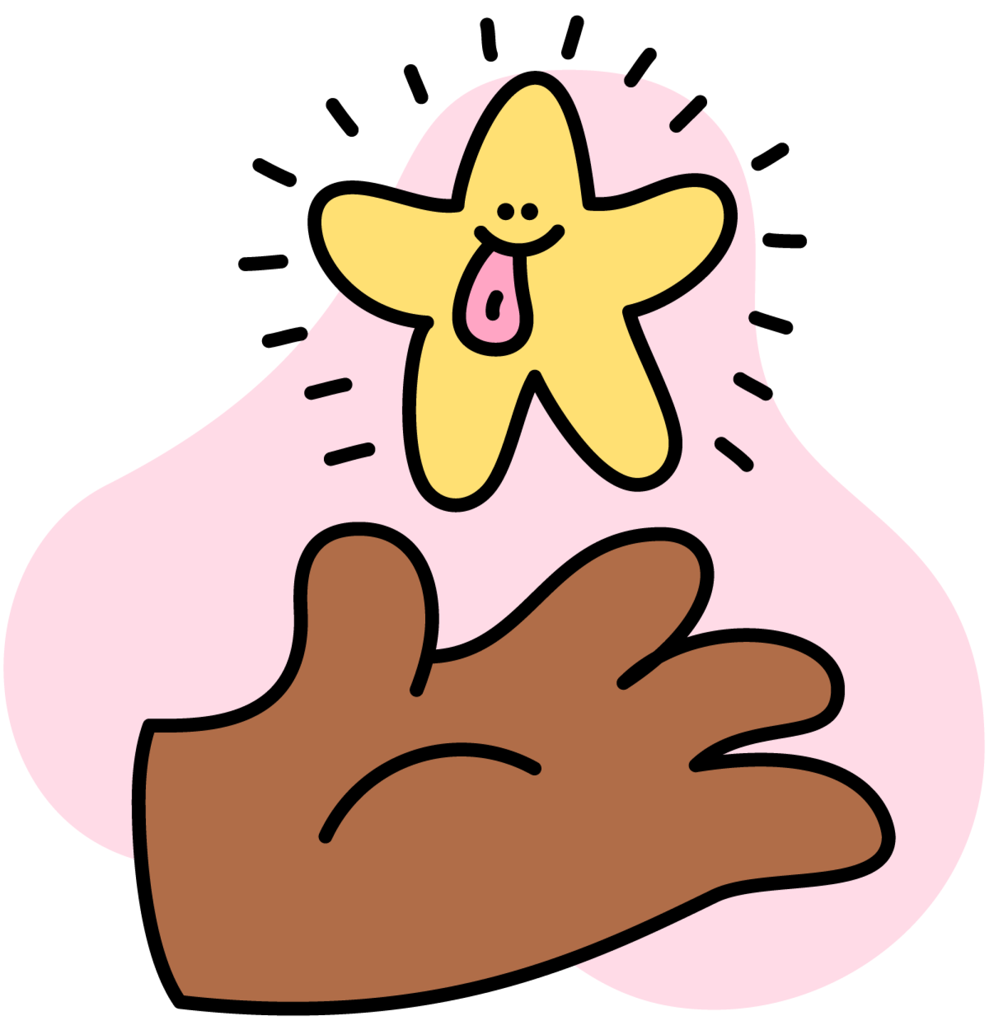 Illustration of a hand palm up with a star above it