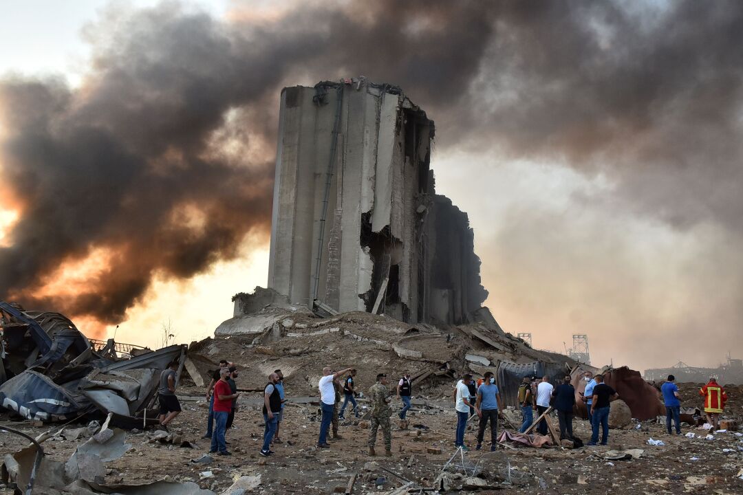 A destroyed silo at the port in Beirut 