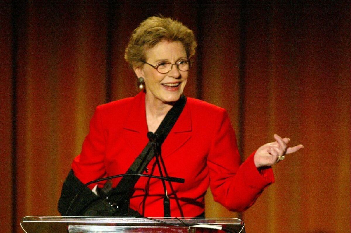 Patty Duke speaking about mental health issues at a 2003 event in Beverly Hills.