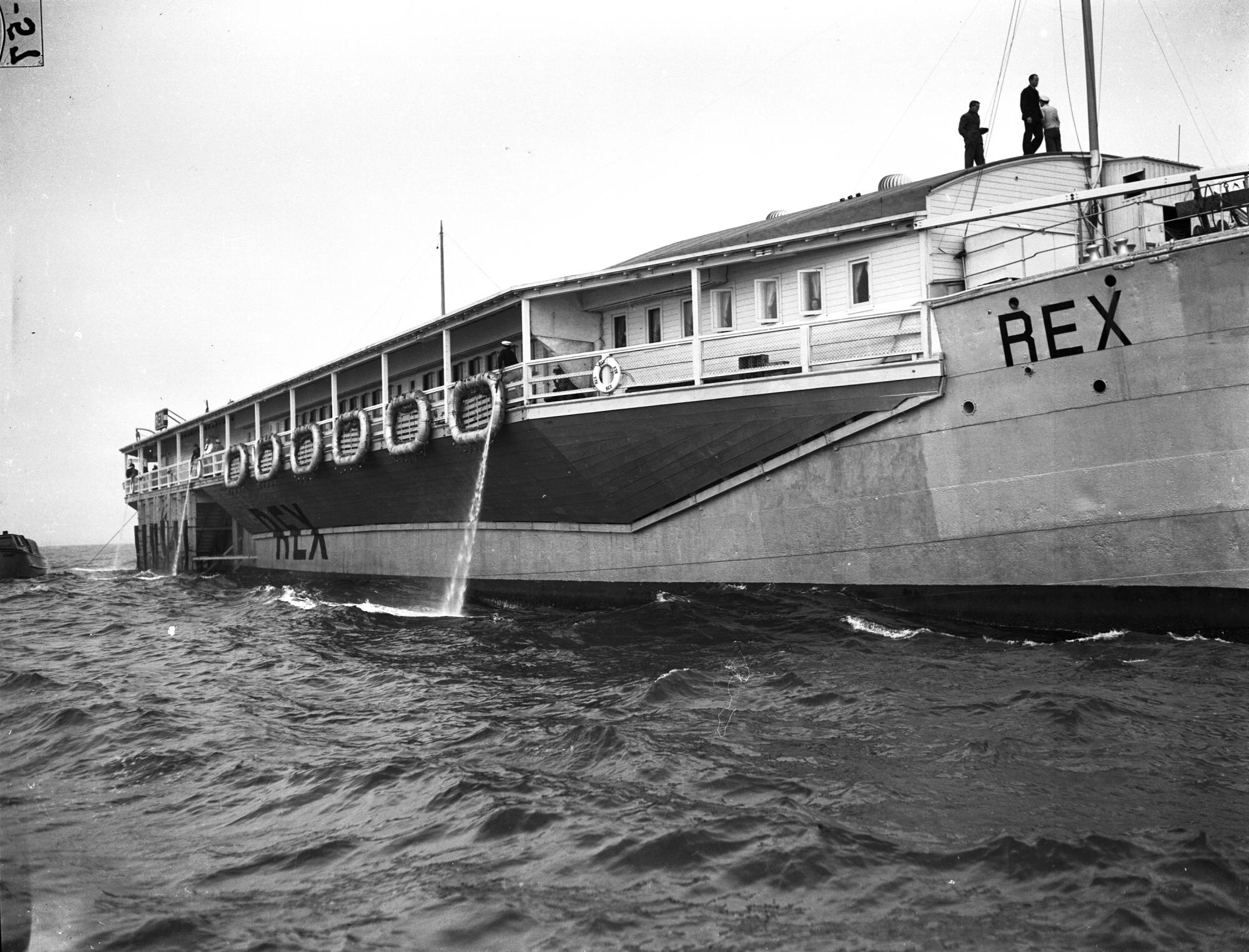 The S.S. Rex deployed powerful water cannons to fend off agents trying to board it on Aug. 1, 1939.