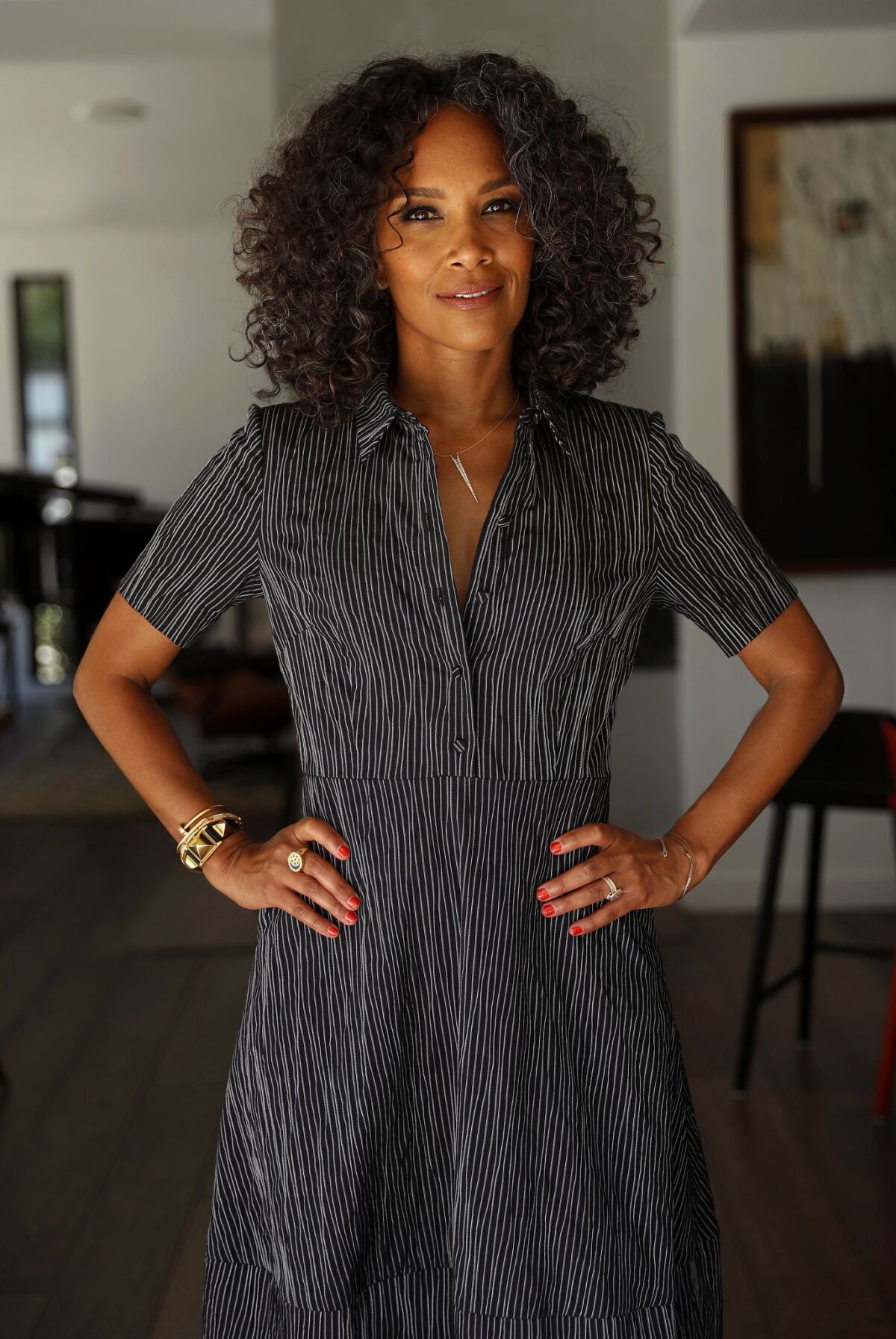 Showrunner Mara Brock Akil at home in Beverly Hills. Akil and her husband, Salim, created and produced the OWN television series "Love Is_."