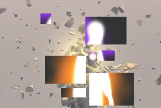 Illustration of a 3d human figure shattering with panels of a glowing figure overlapping