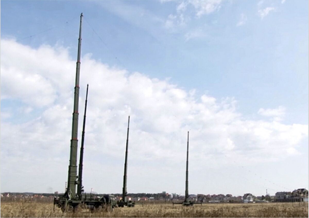 The Palantin-K EW systems are parked during a test in Russia's  Voronezh region. 