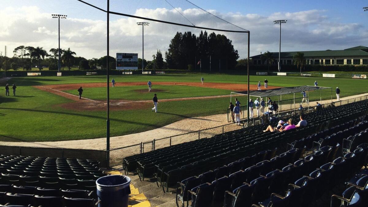 An NCAA college baseball game takes place at Dodgertown on March 9, 2016. Major League Baseball has agreed to operate the facility under its new name, the Jackie Robinson Training Complex, for at least a decade and use it as a home for several of its diversity programs.