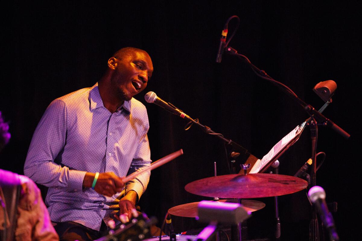 Drummer Cedric Burnside performs during the Americana Music Assn.'s tribute to John Prine at The Troubadour.