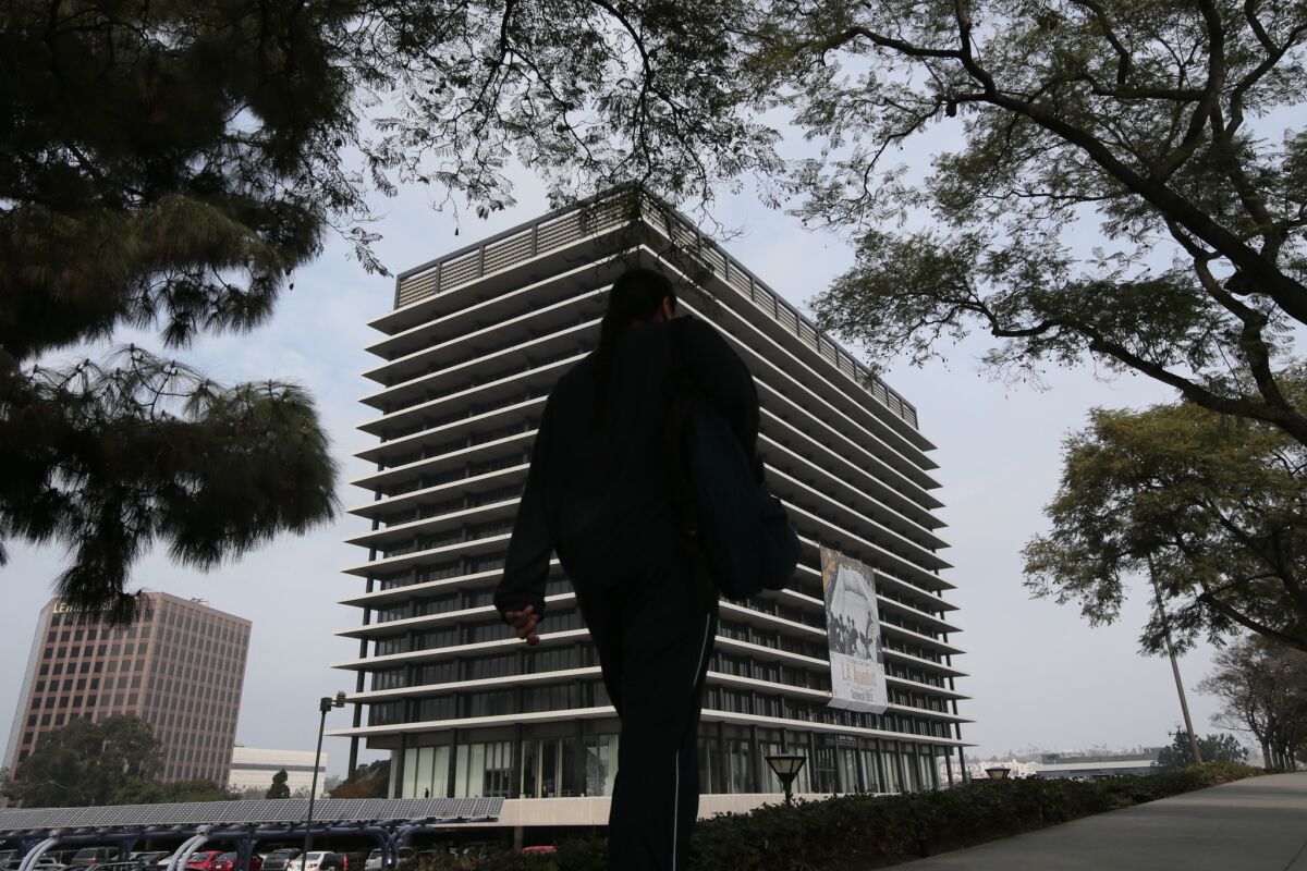 The Department of Water and Power building in Los Angeles. An audit shows at least a $681-million shortfall in the agency's billing.