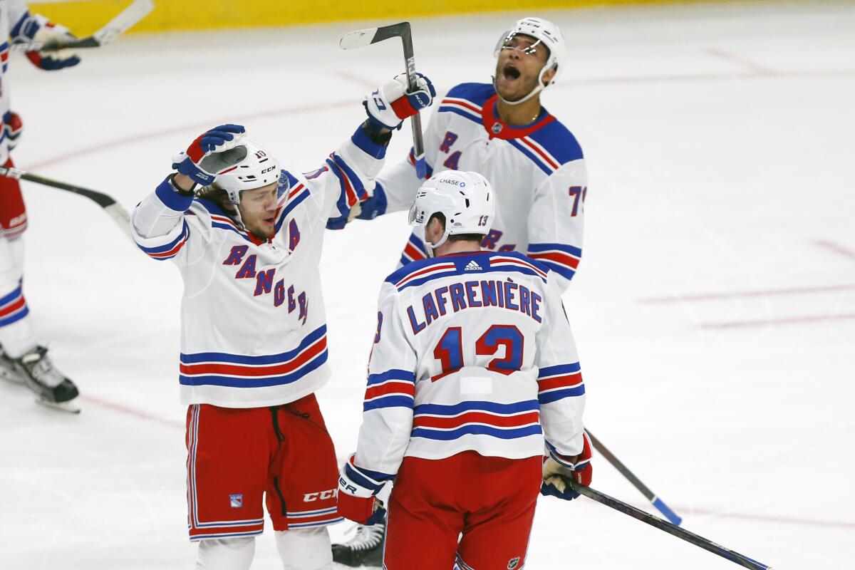 Lafreniere's 1st goal seals Rangers' 3-2 OT win at Buffalo