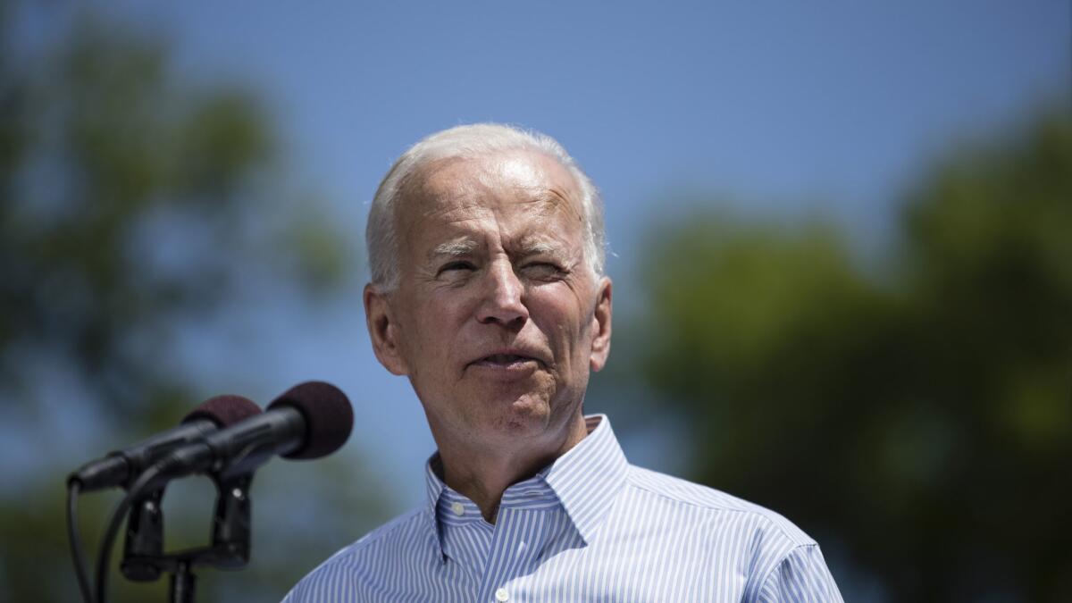 Joe Biden, shown at a Philadelphia rally on May 18, wants to add $30 billion to an existing federal program geared to low-income schools.