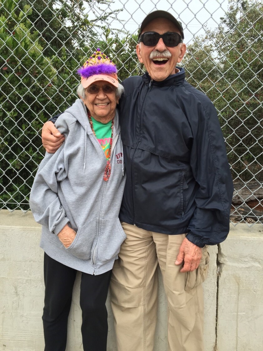 Grandma and Herbie on one of their daily walks.