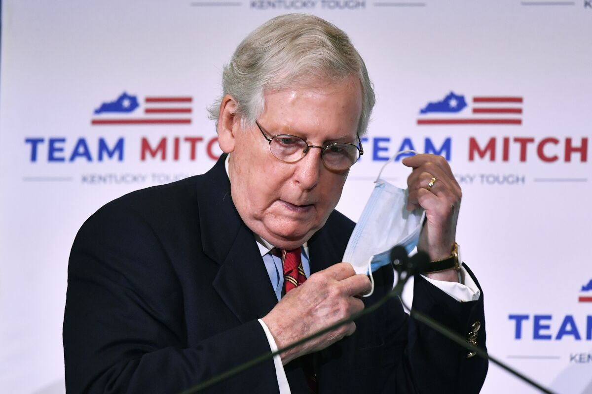 Senate Majority Leader Mitch McConnell, who won his seventh term on Tuesday.