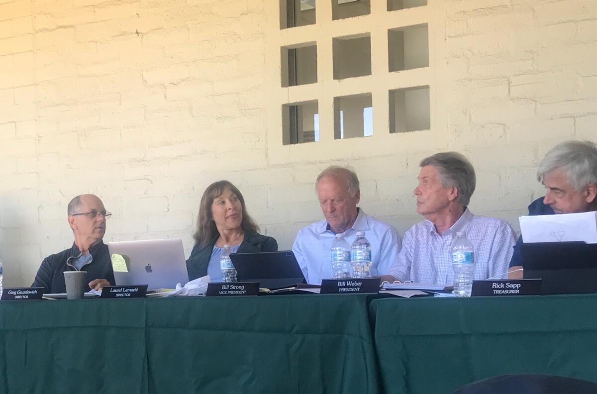 The Rancho Santa Fe Association board met outside on Sept. 2.