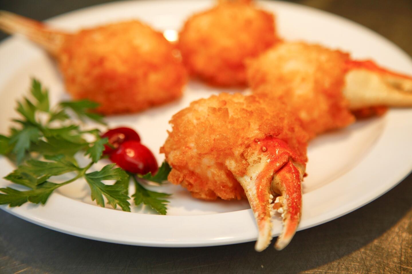 Fried crab claws stuffed with shrimp